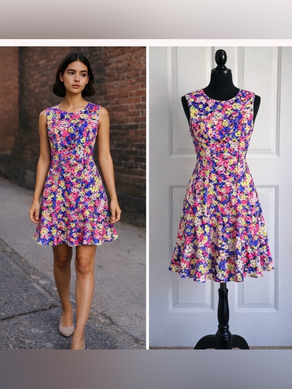 BETSEY JOHNSON Colorful Laser Cut Floral Fit & Flare Dress Women’s SIZE 6.